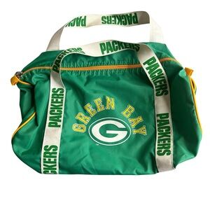 Vintage Green Bay Packers Duffel Bag NFL Football Gym Travel Tote Green & Yellow
